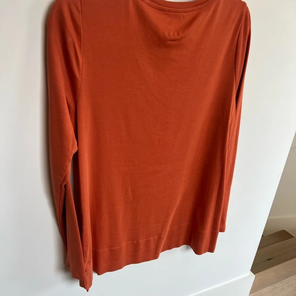J. Jill Rust Burnt Orange Long Sleeve V-Neck Top Womens Size Medium - Picture 8 of 10